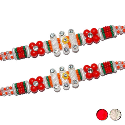 "Zardosi Rakhi - ZR-5360 A-code-062  (2 RAKHIS) - Click here to View more details about this Product